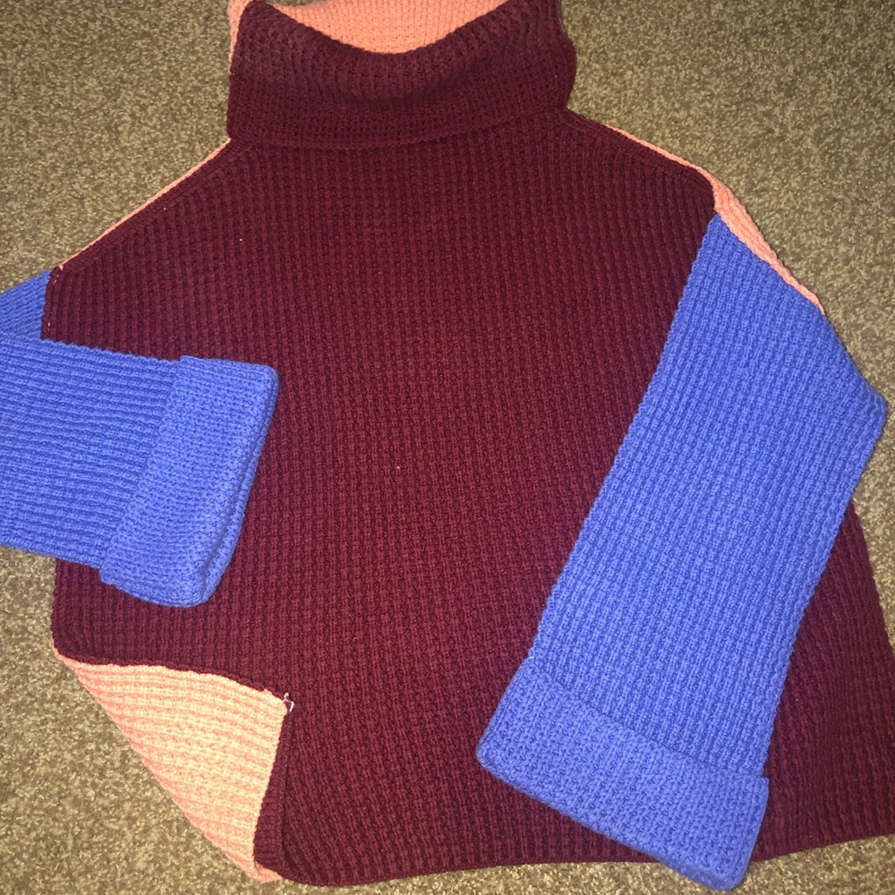 Multi color cowl neck sweater